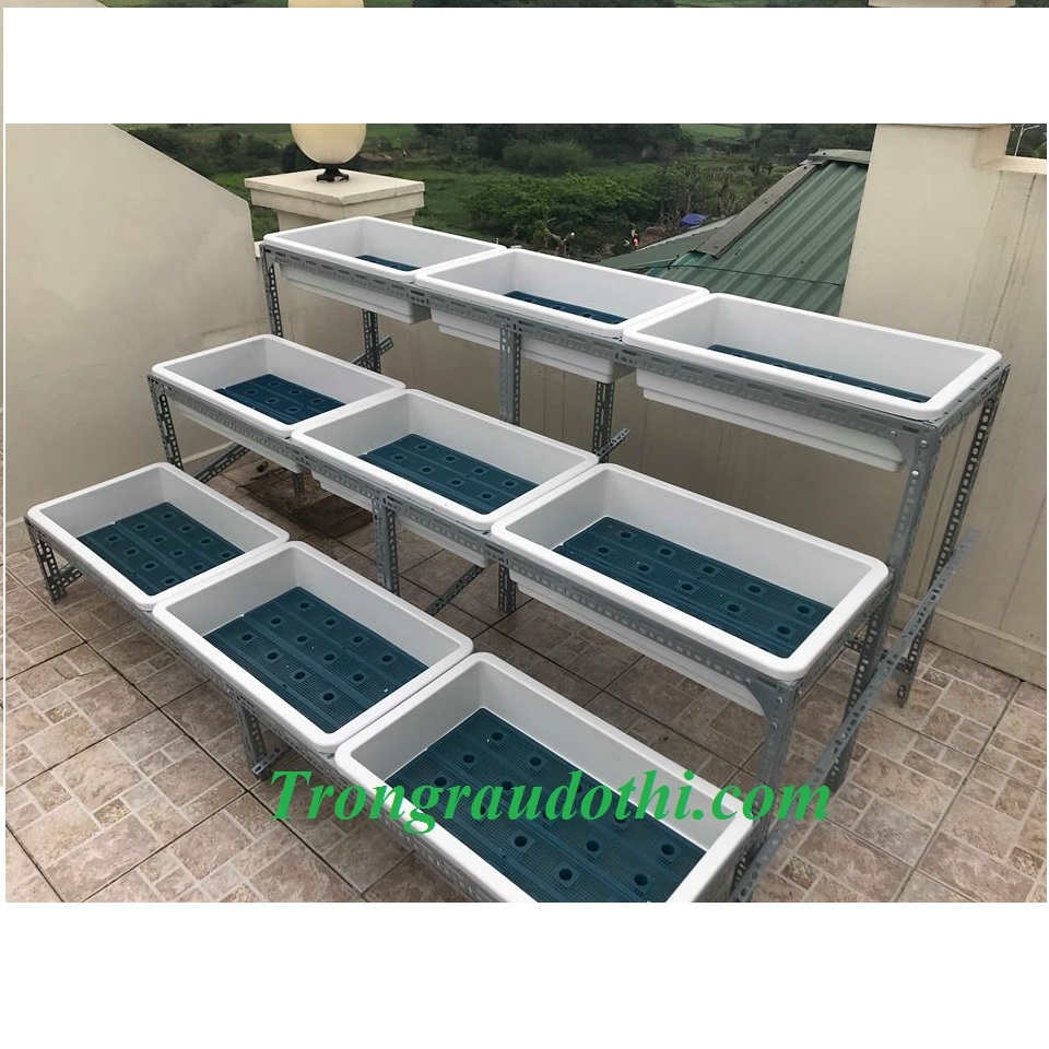 Kệ trồng rau bậc thang 3 tầng 9 chậu